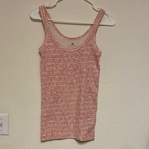 Banana Republic Pink and White Swirl Tank Top